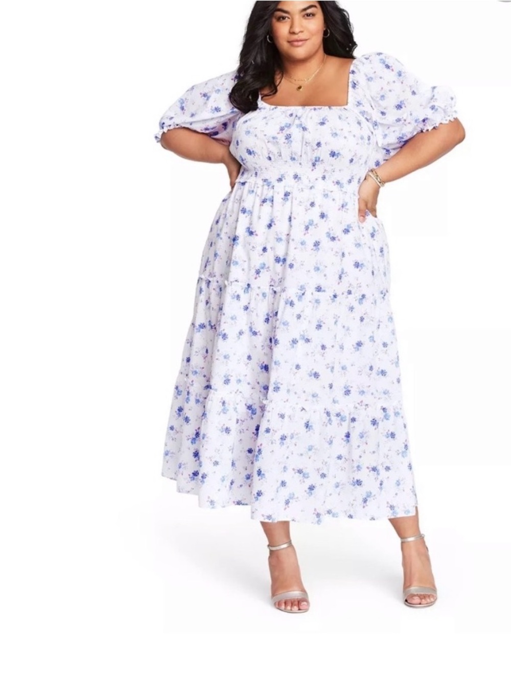LoveShackFancy For Target White and Purple Floral Maxi Dress